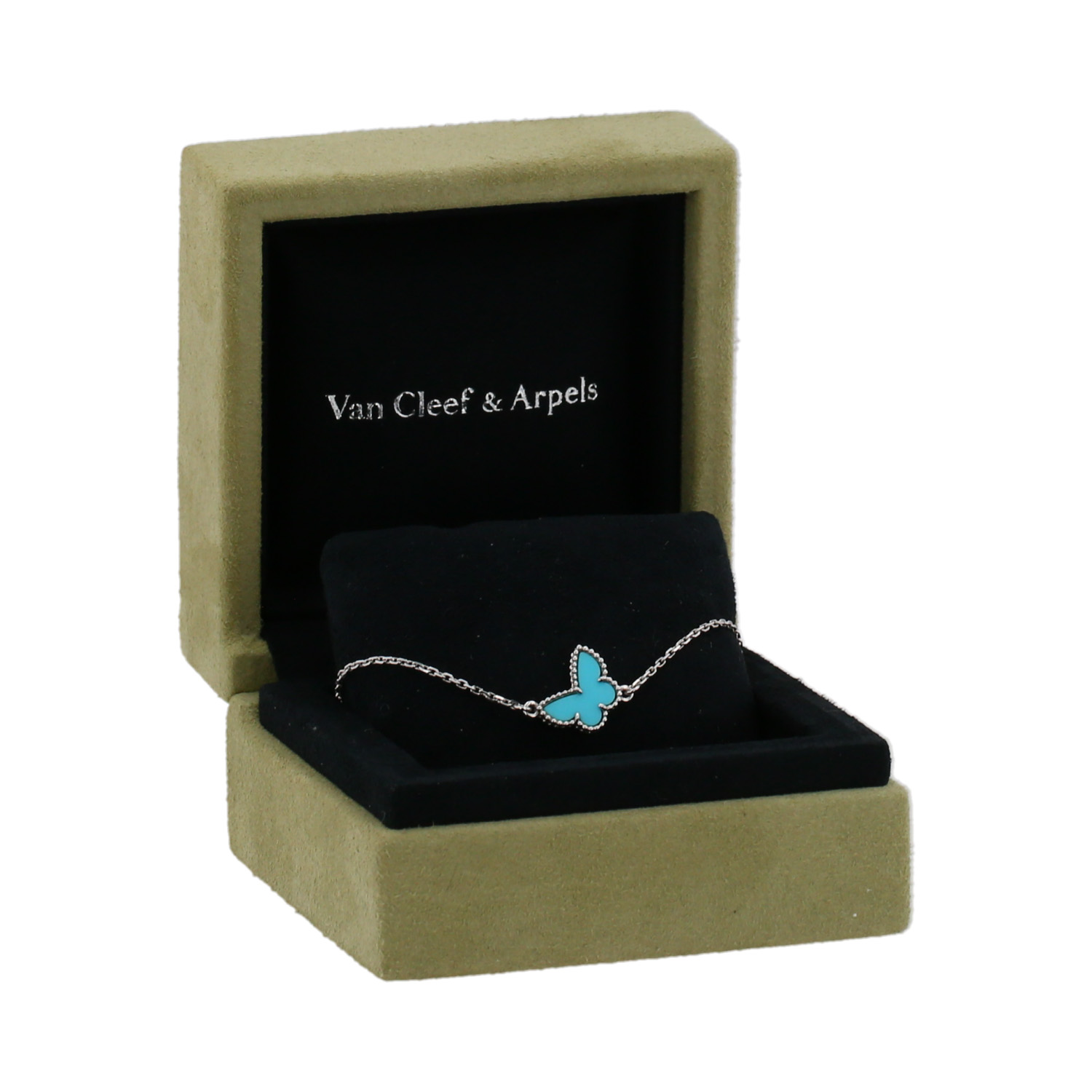 Van Cleef & Arpels Sweet Alhambra bracelet in white gold and turquoise - Detail D2