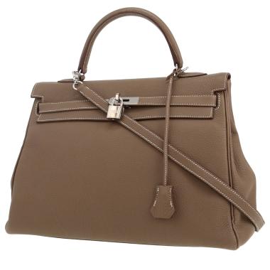 Borsa Hermès  Kelly 35 cm in pelle togo etoupe