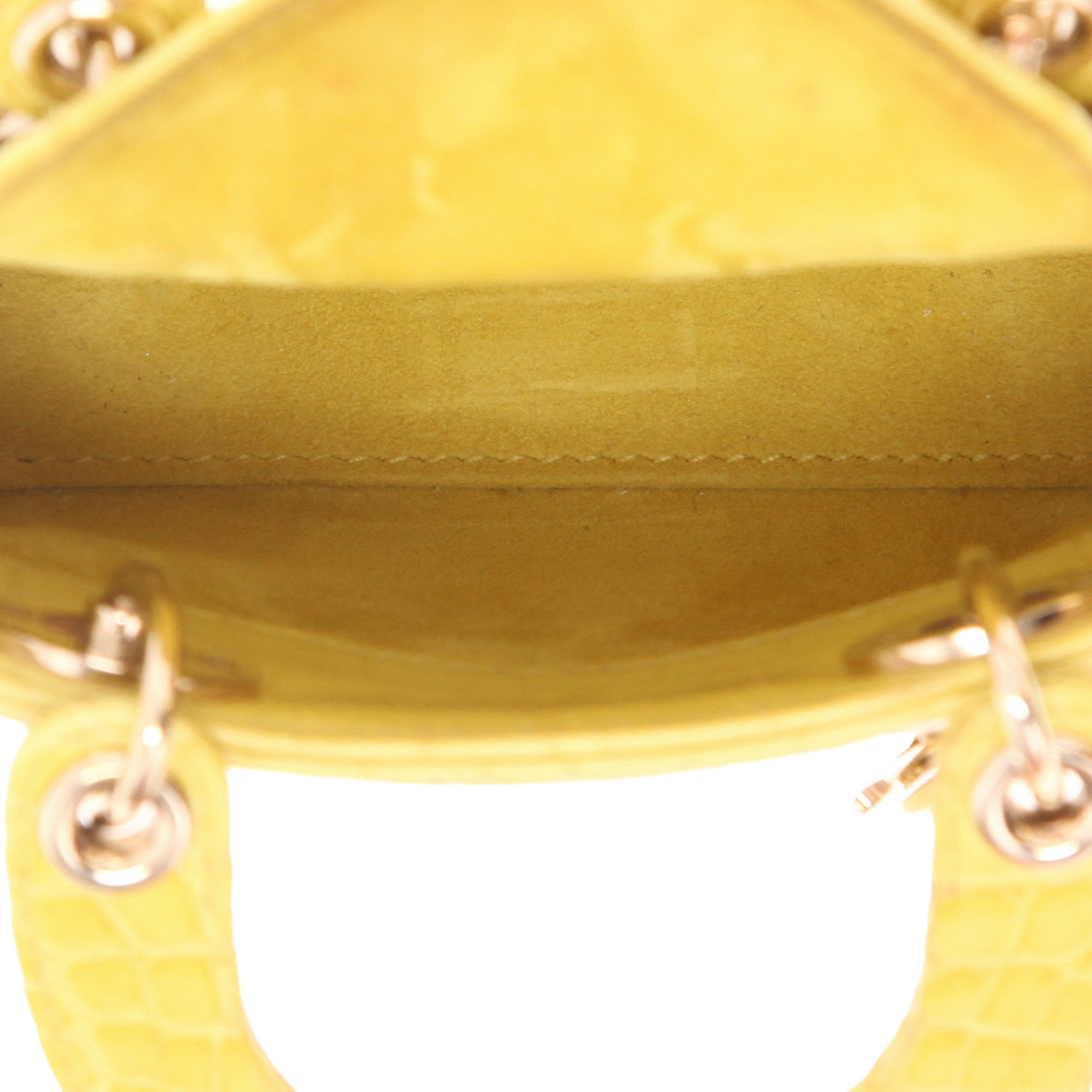 Sac bandoulière Dior  Micro Lady Dior en crocodile jaune - Detail D3
