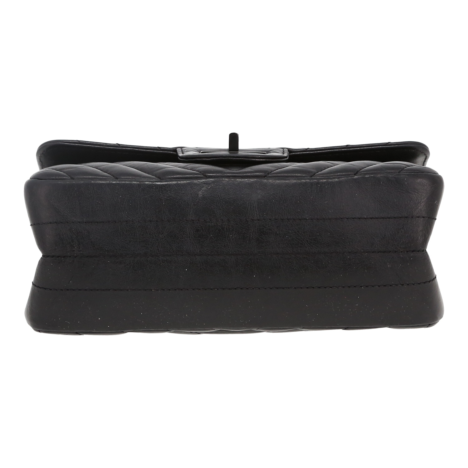 Bolso de mano Chanel  Mini 2.55 en cuero acolchado con motivos de espigas negro - Detail D1