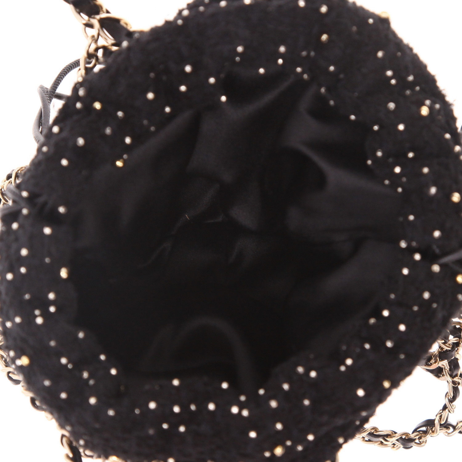 Chanel   handbag  in black tweed  and black leather - Detail D3