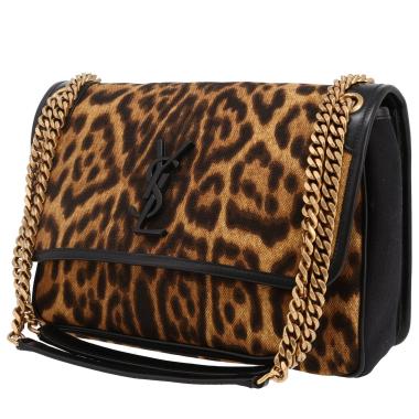 Bolso bandolera Saint Laurent  Niki en lona y cuero negro