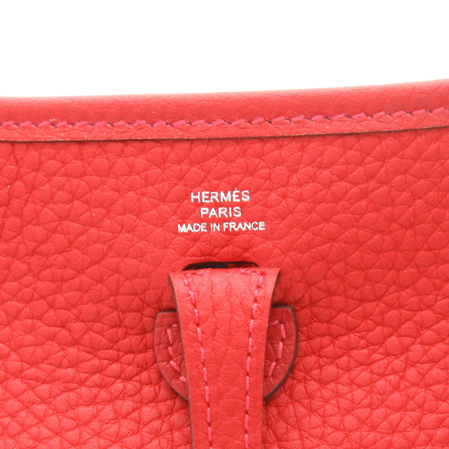 Borsa a tracolla Hermès  Evelyne mini  in pelle togo rossa - Detail D2