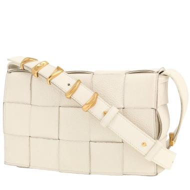 Borsa a tracolla Bottega Veneta  Cassette in pelle intrecciata bianca
