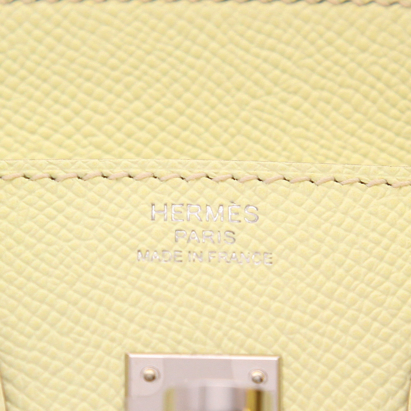 Bolso de mano Hermès  Birkin 25 cm en cuero epsom Jaune Milton - Detail D2