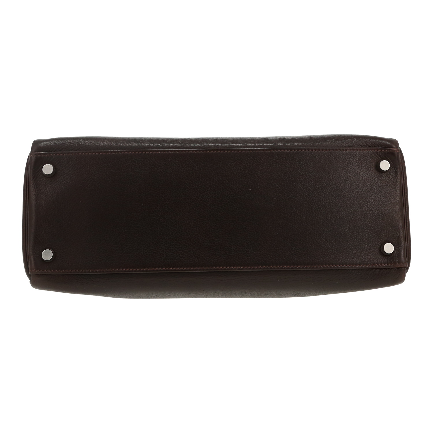 Hermès  Kelly 32 cm handbag  in brown Gulliver leather - Detail D1