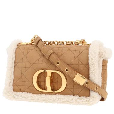 Sac bandoulière Dior  Caro en mouton retourné beige et blanc