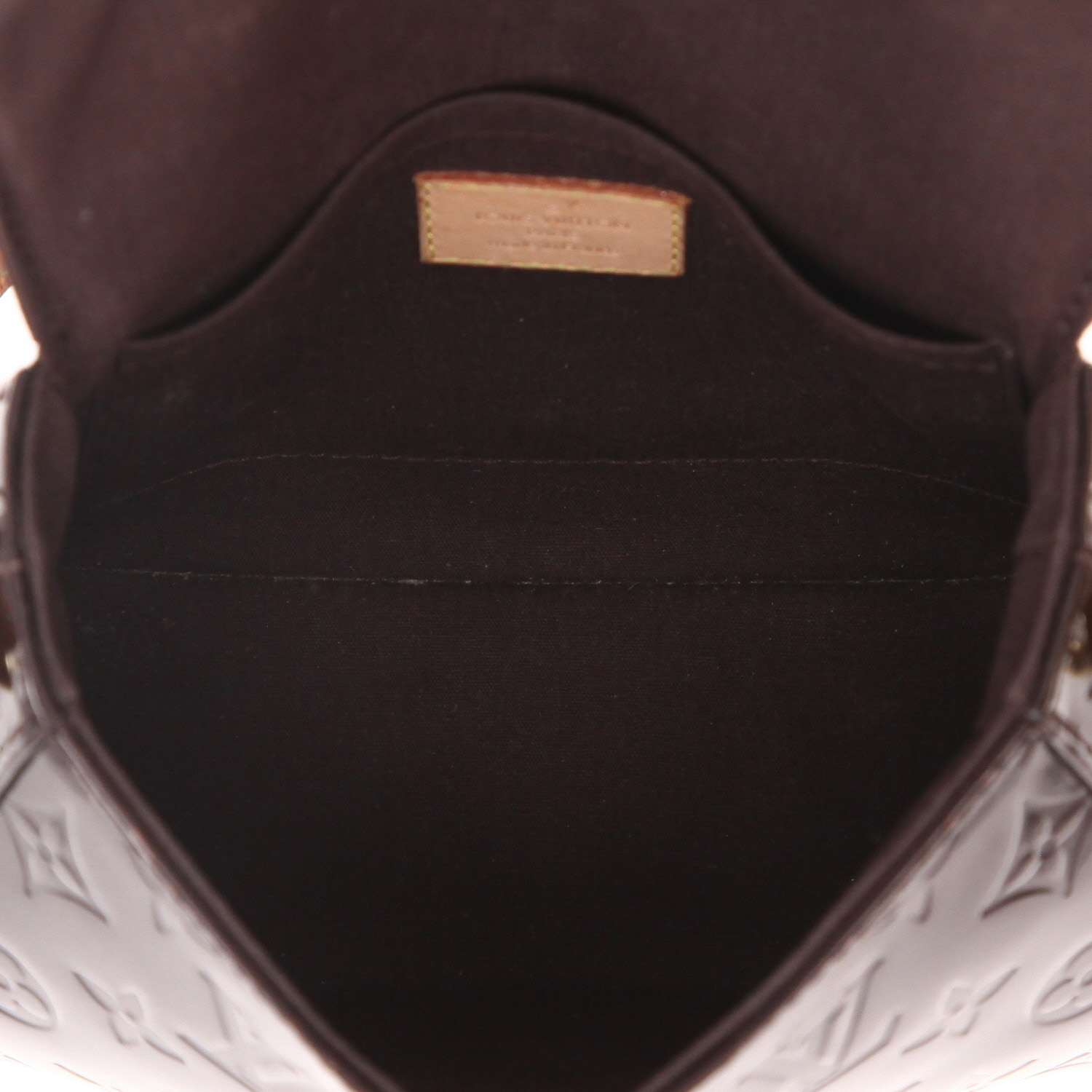 Bolso de mano Louis Vuitton  Bellflower en charol Monogram color berenjena y cuero natural - Detail D3