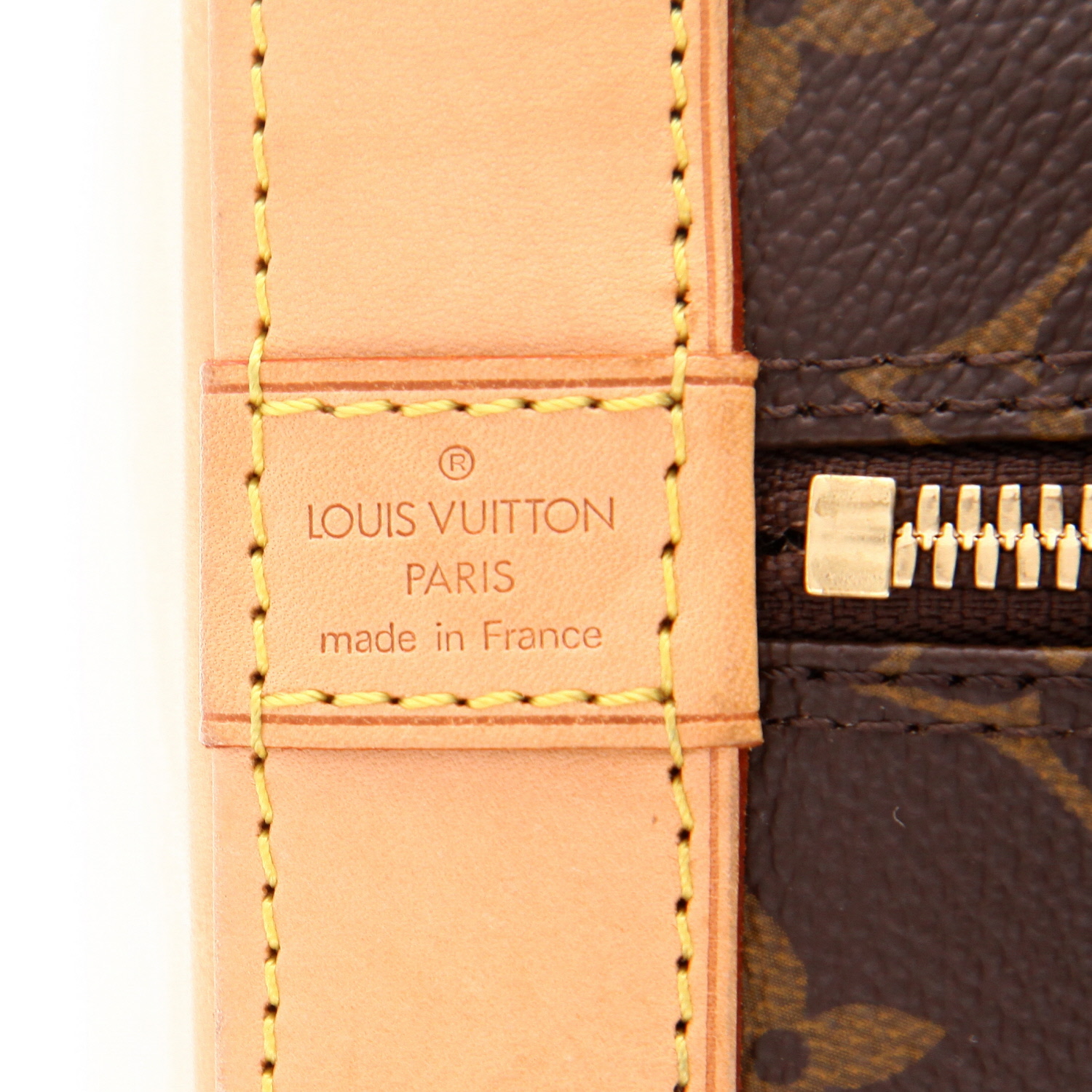 Louis Vuitton  Alma handbag  in brown monogram canvas  and natural leather - Detail D2