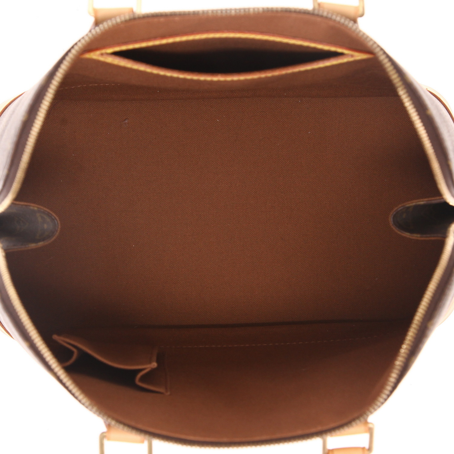 Borsa Louis Vuitton  Alma in tela monogram marrone e pelle naturale - Detail D3