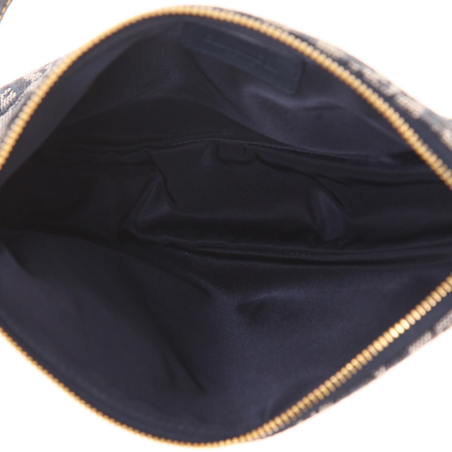 Bolso/bolsito Dior  Saddle en lona Monogram Oblique azul y gris y cuero azul marino - Detail D3