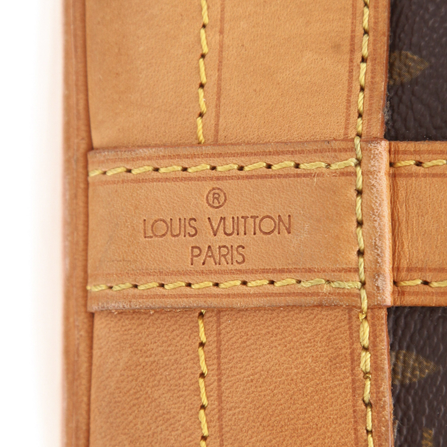 Shopping bag Louis Vuitton  Grand Noé in tela monogram marrone e pelle naturale - Detail D2