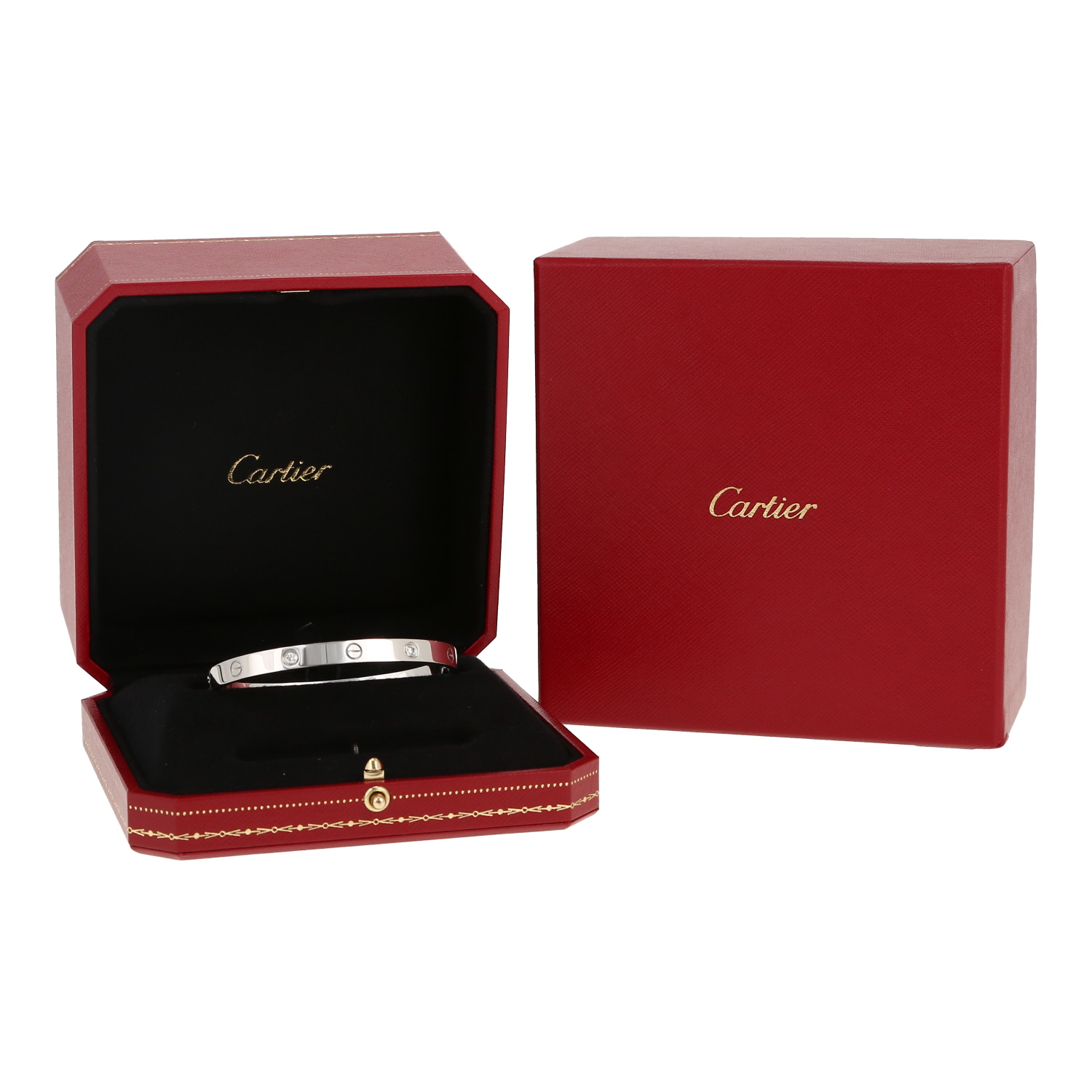 Brazalete Cartier Love 4 diamants de oro blanco y diamantes - Detail D2