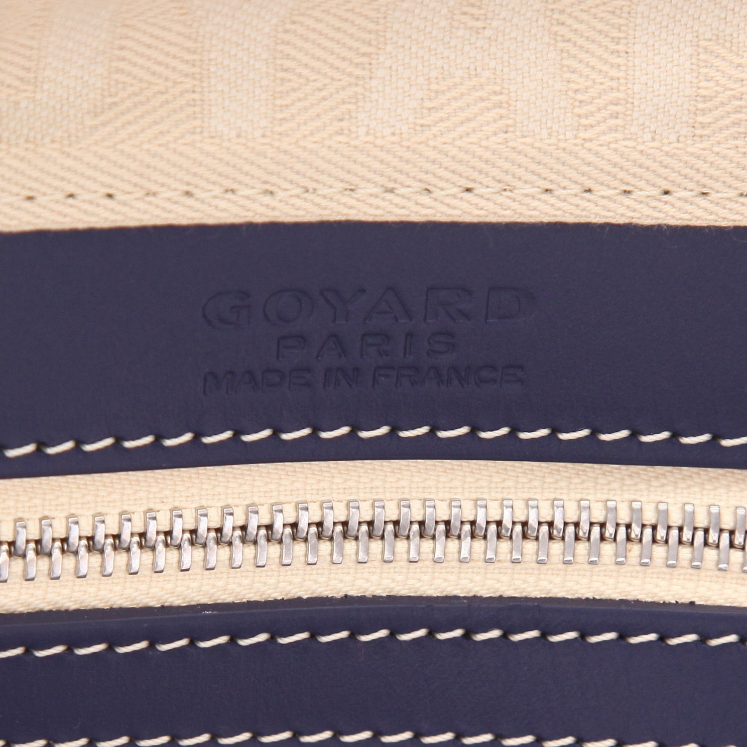 Bolso de fin de semana Goyard  Boston 45 en tela Goyardine azul y cuero azul marino - Detail D2