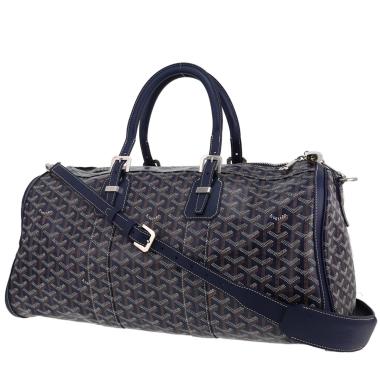 Borsa weekend Goyard  Boston 45 in tela Goyardine blu e pelle blu marino
