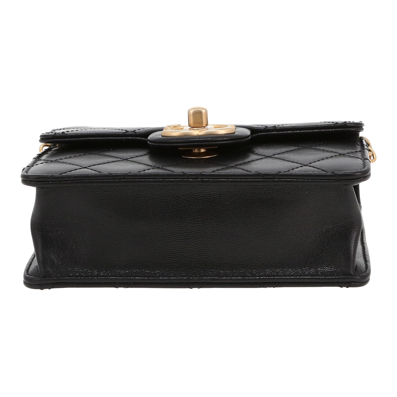 Chanel   shoulder bag  in black leather  and white pearl - Detail D1