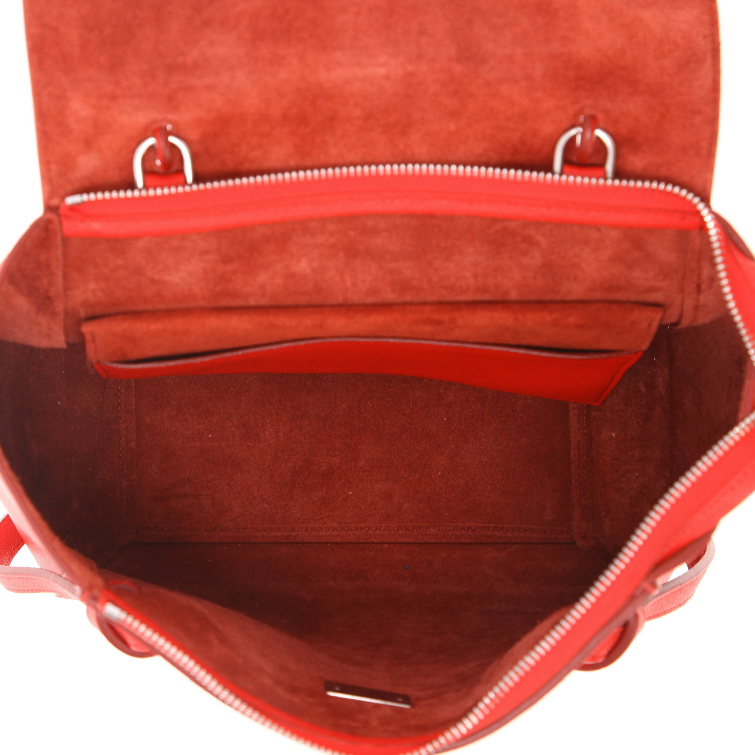 Sac bandoulière Celine  Belt grand modèle  en cuir grainé rouge - Detail D3