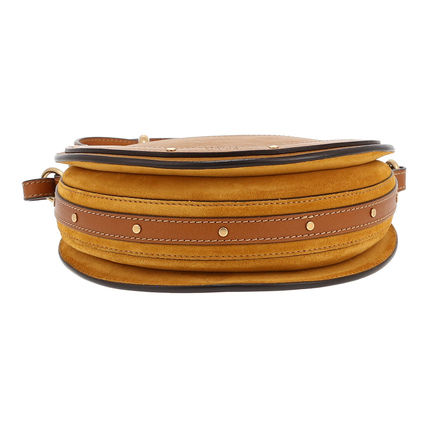 Borsa a tracolla Chloé  Pixie in pelle gold e Veau velours gold - Detail D1