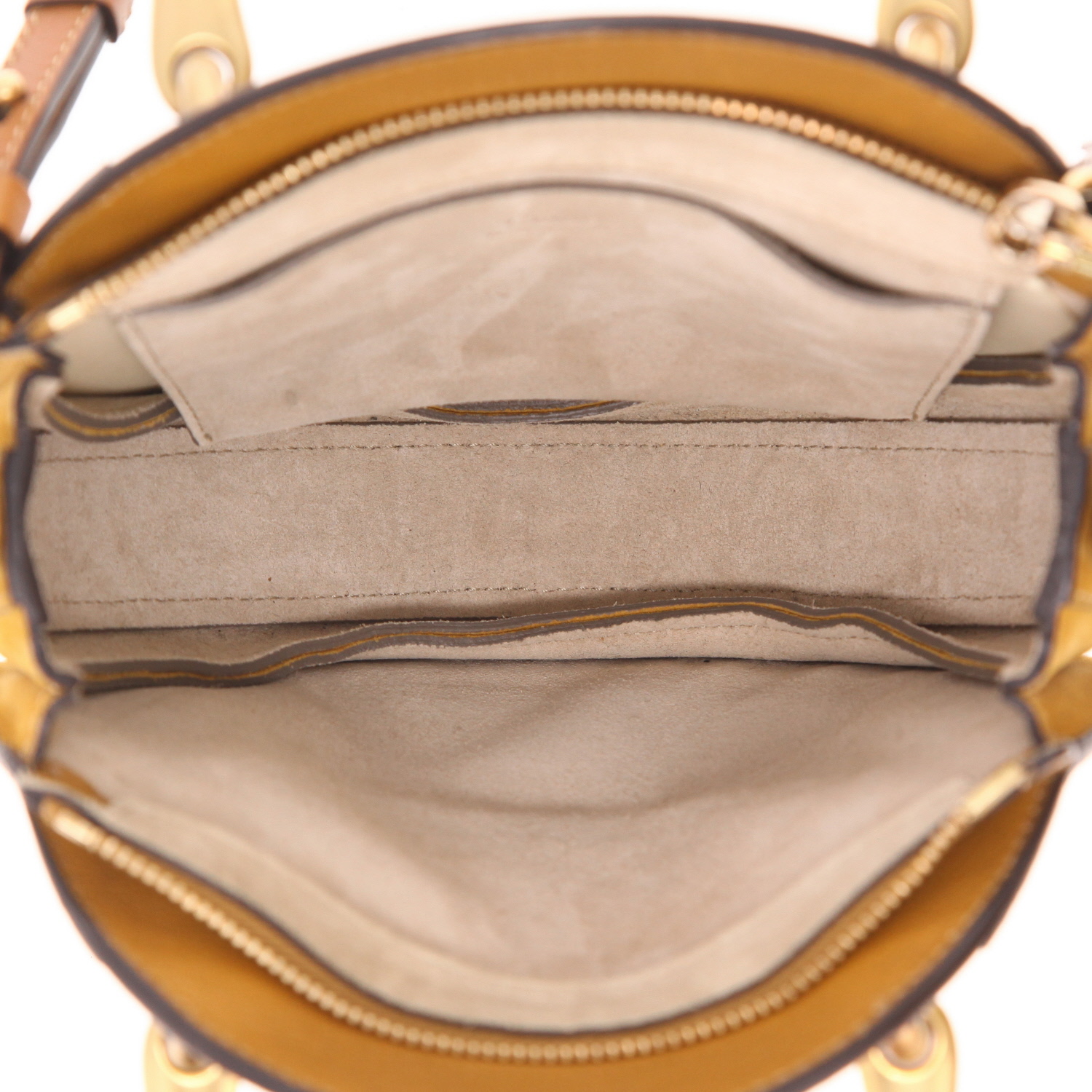 Bolso bandolera Chloé  Pixie en cuero color oro y Veau velours color oro - Detail D3