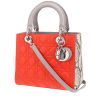 Bolso de mano Dior  Lady Dior en cuero cannage naranja y gris y piel de pitón - 00pp thumbnail