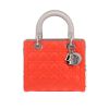 Dior  Lady Dior handbag  in orange and grey leather cannage  and python - 360 thumbnail