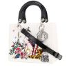 Dior  Lady Dior handbag  in white leather  and black patent leather - 00pp thumbnail