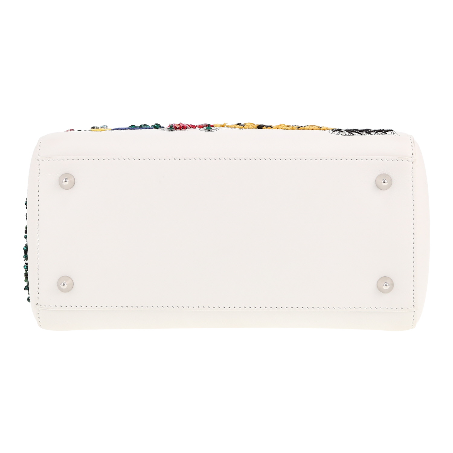 Bolso de mano Dior  Lady Dior en cuero blanco y charol negro - Detail D1