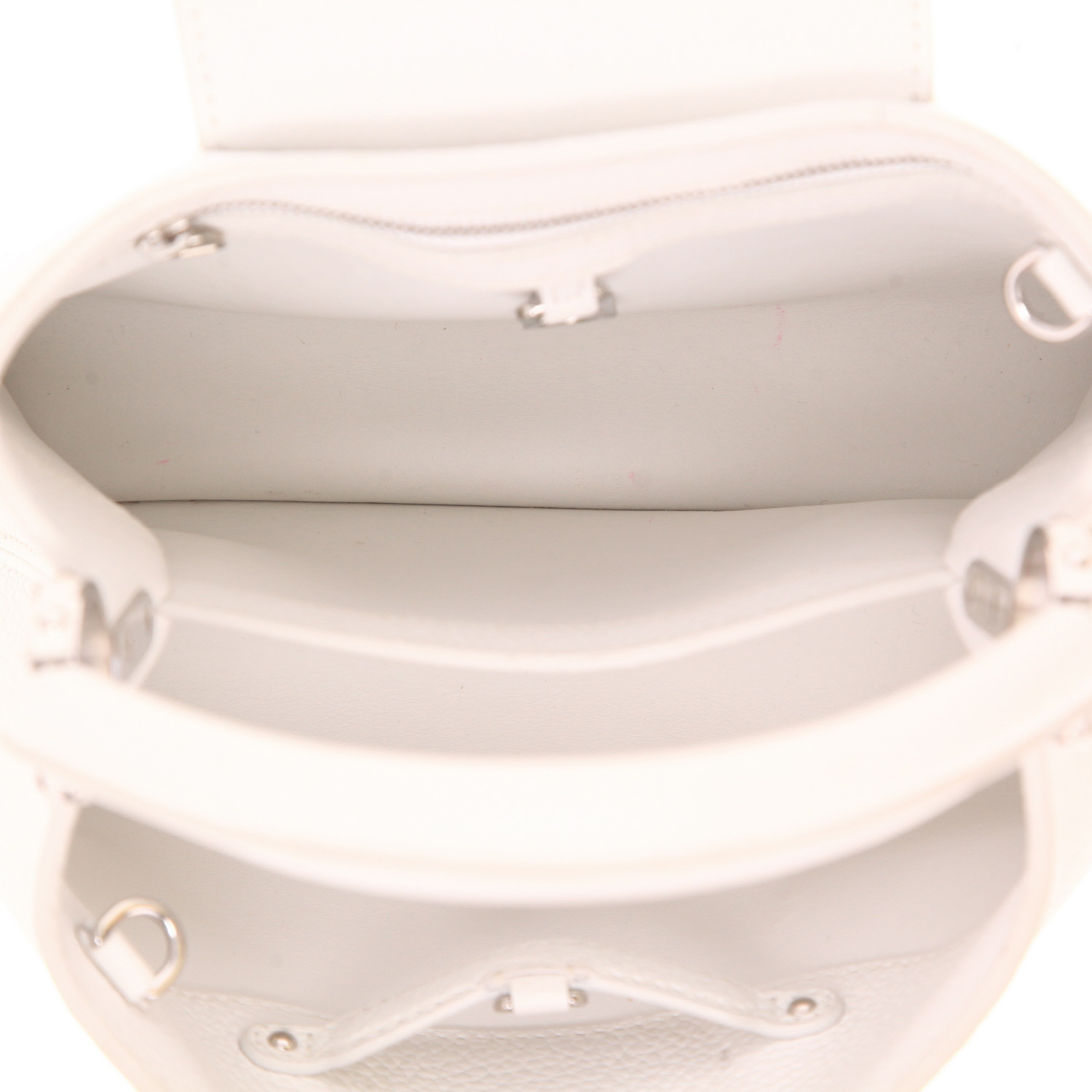 Sac bandoulière Louis Vuitton  Capucines BB en cuir blanc et python - Detail D4