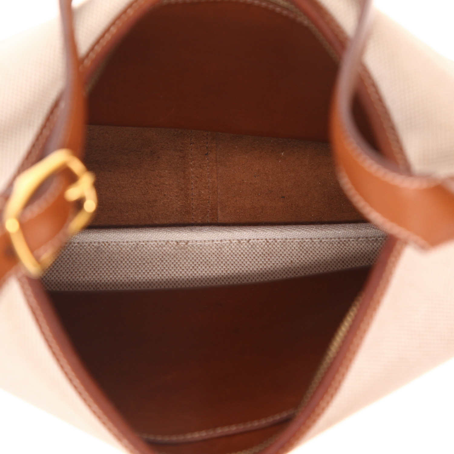 Borsa Hermès  Trim in tela "H" beige e pelle Barenia - Detail D3