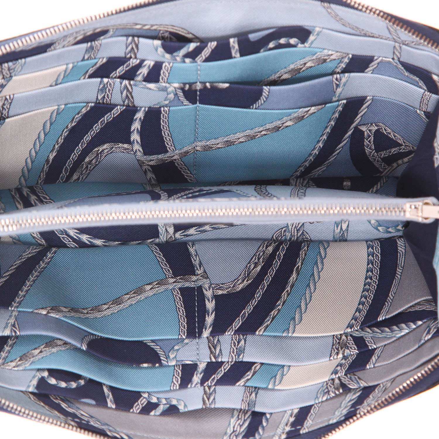 Portafogli Hermès  Silk in in pelle Epsom blu e twill di seta blu - Detail D3