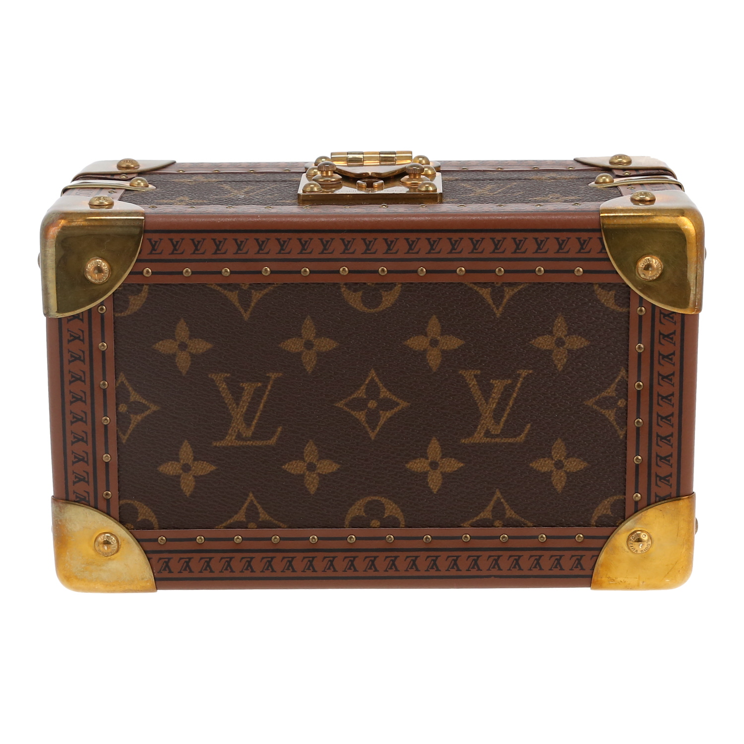 Caja de joyas Louis Vuitton  Tresor en lona Monogram y fibra vulcanizada marrón - Detail D1