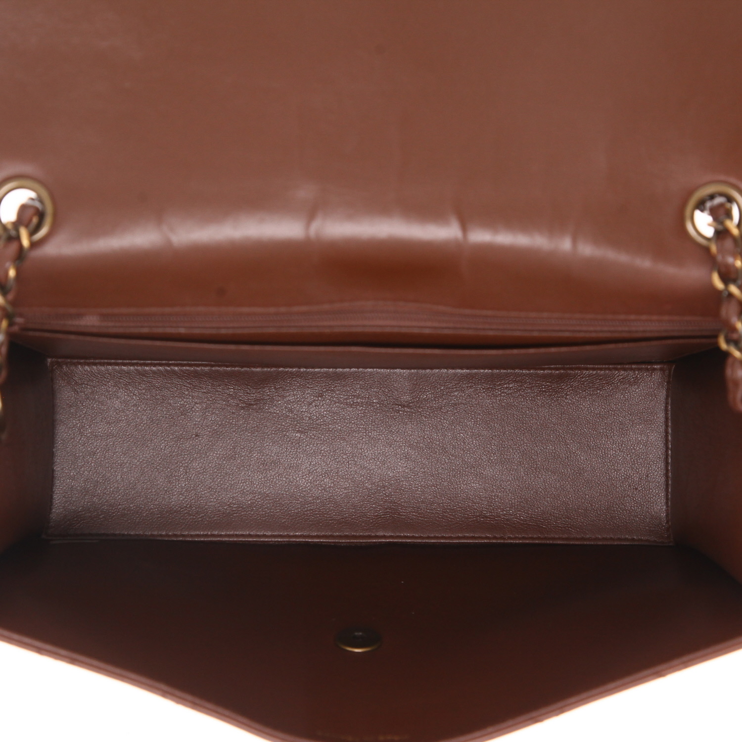 Sac bandoulière Chanel  Vintage en cuir matelassé marron - Detail D3