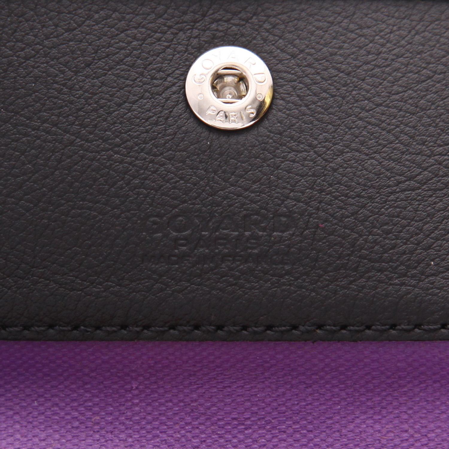 Bolso Cabás Goyard  Saint Louis Claire Voie modelo grande  en tela Goyardine violeta y cuero negro - Detail D2