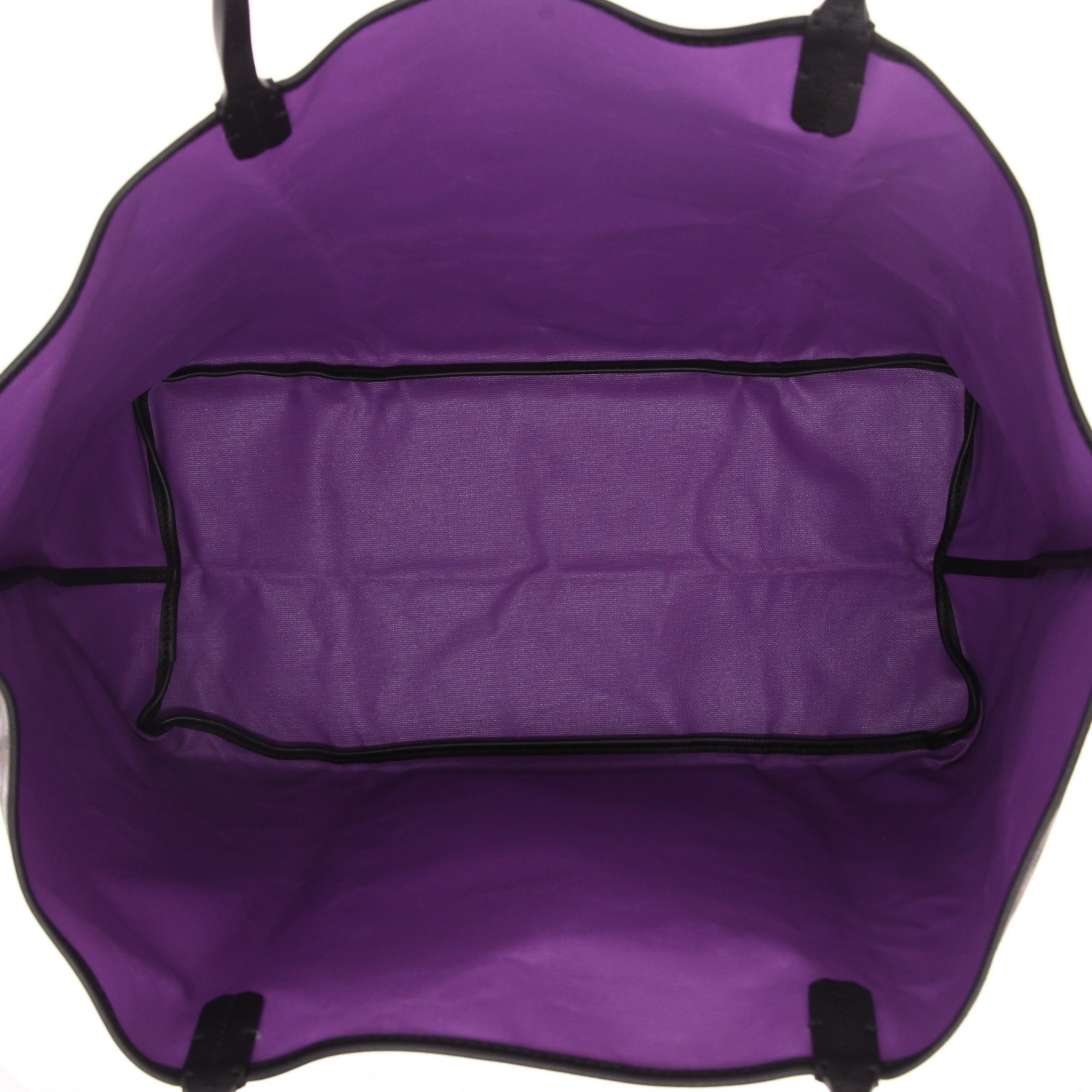 Goyard  Saint Louis Claire Voie large model  shopping bag  in purple Goyard canvas  and black leather - Detail D3