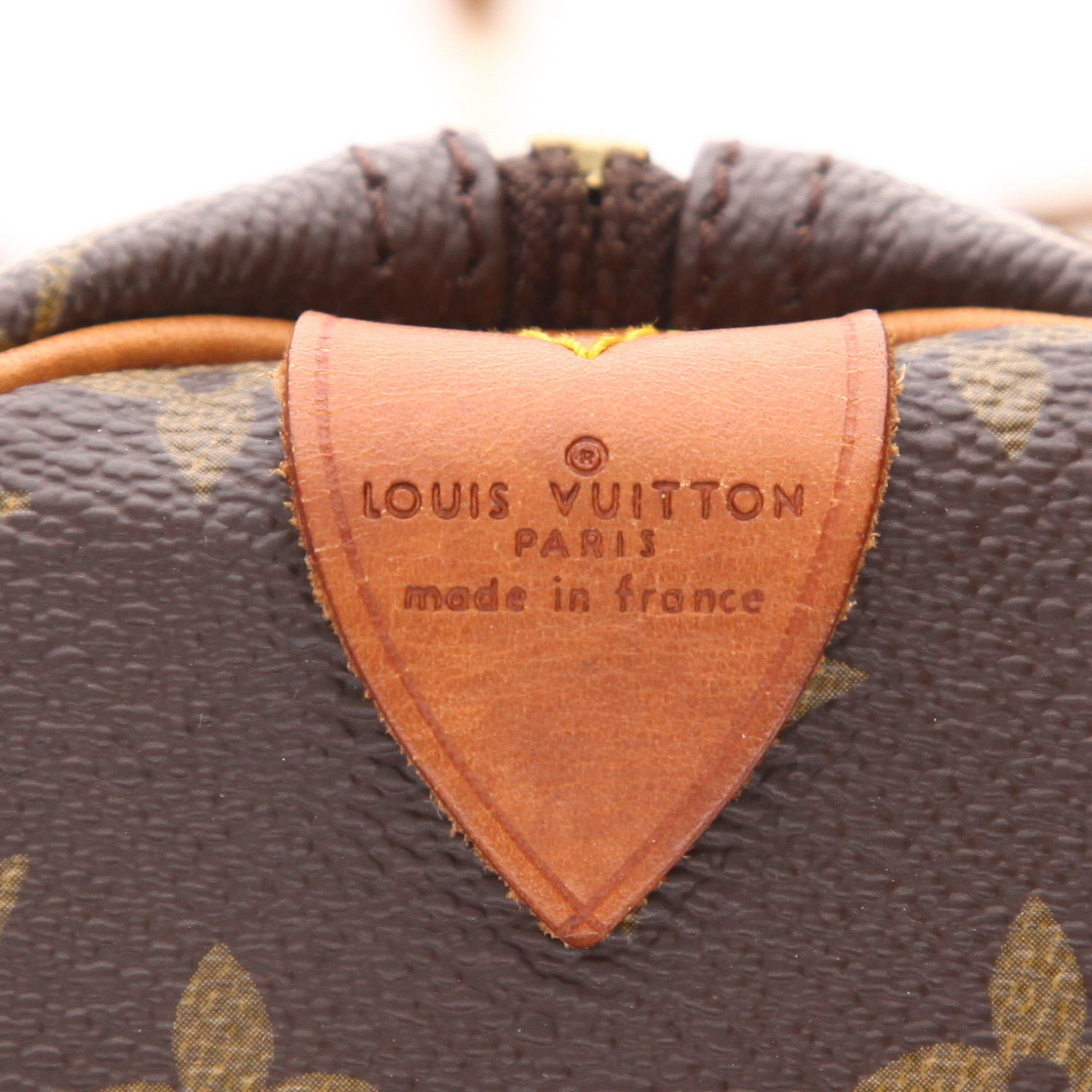 Bolso de mano Louis Vuitton  Speedy 40 en lona Monogram marrón y cuero natural - Detail D2