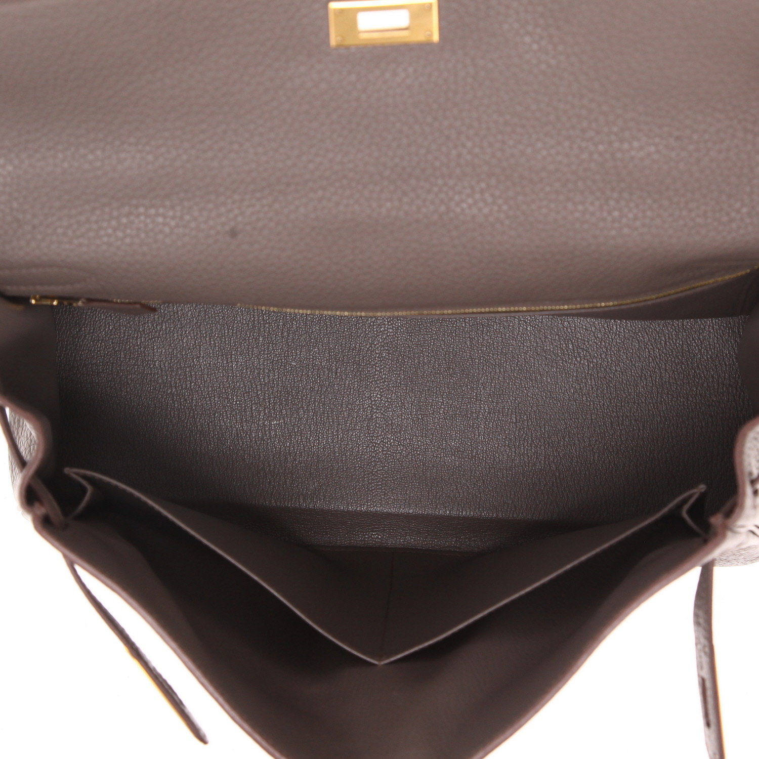 Borsa Hermès  Kelly 35 cm in pelle togo grigia stagna - Detail D3