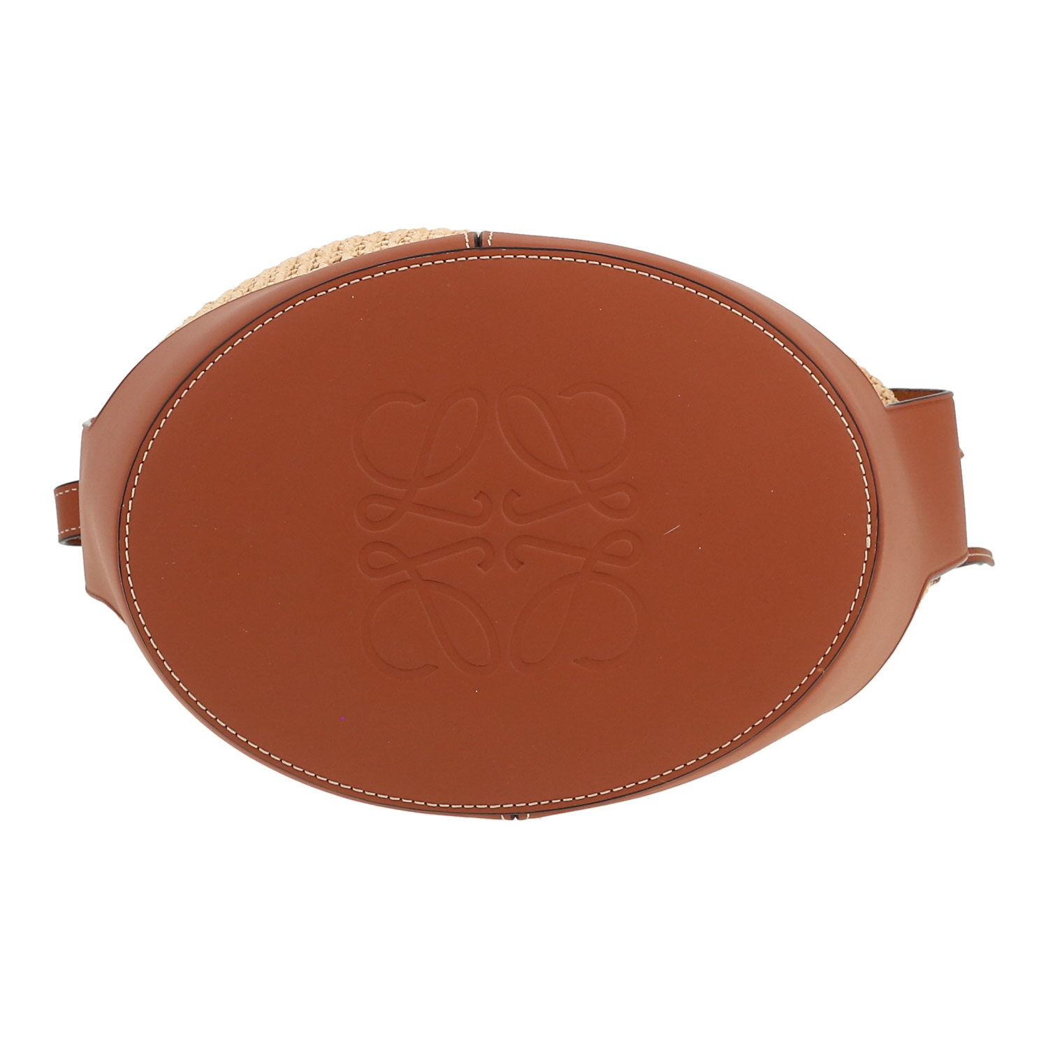 Borsa a tracolla Loewe  Balloon in pelle marrone e rafia - Detail D1