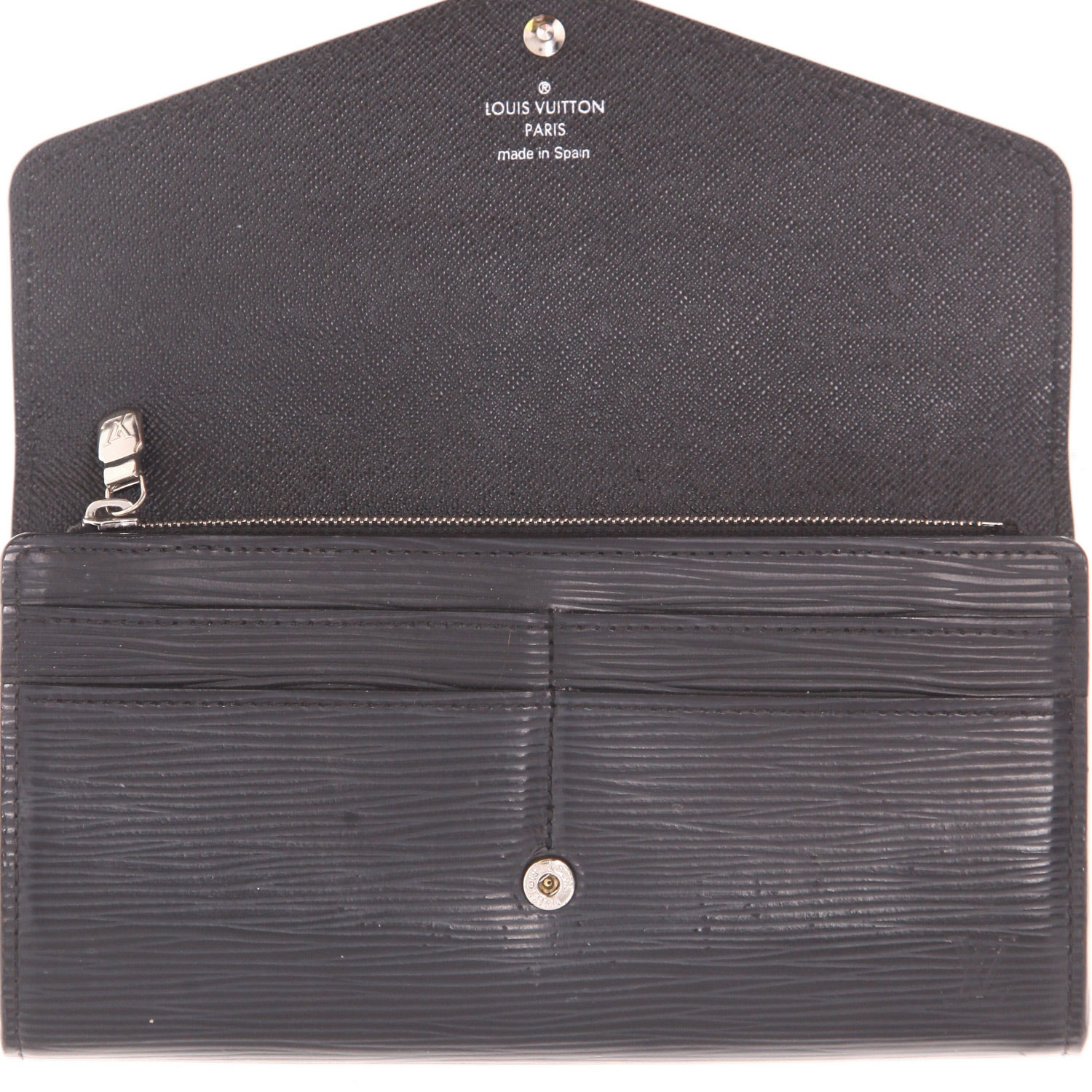 Portefeuille Louis Vuitton  Sarah en cuir épi noir - Detail D4