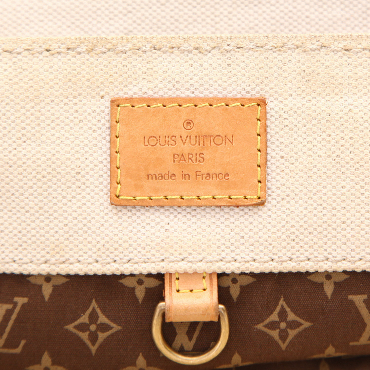Borsa Louis Vuitton   in tela beige e blu - Detail D2