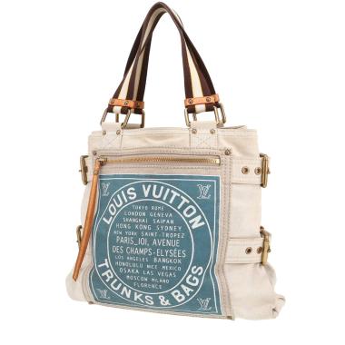 Bolso de mano Louis Vuitton   en lona beige y azul
