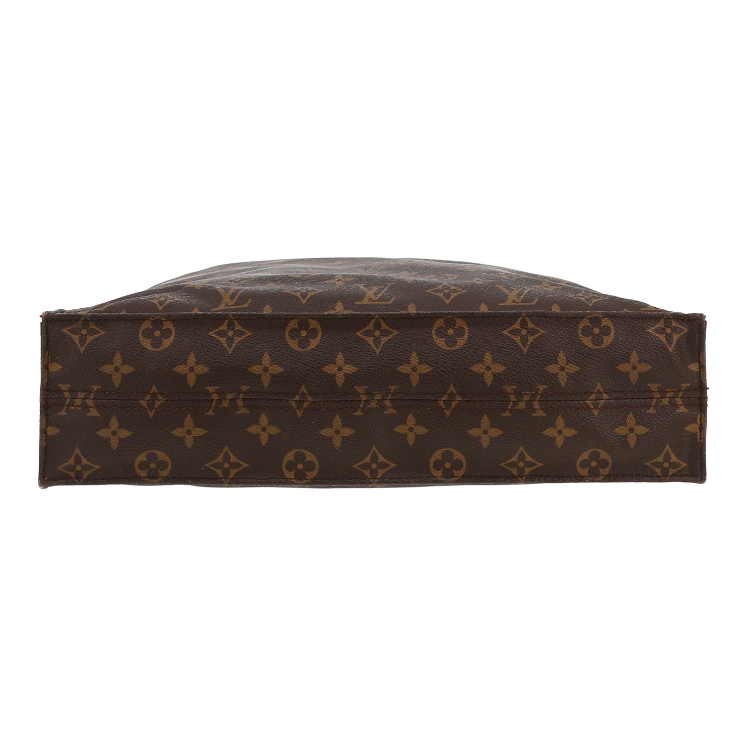 Bolso de mano Louis Vuitton  Sac Plat en lona Monogram marrón y cuero natural - Detail D1