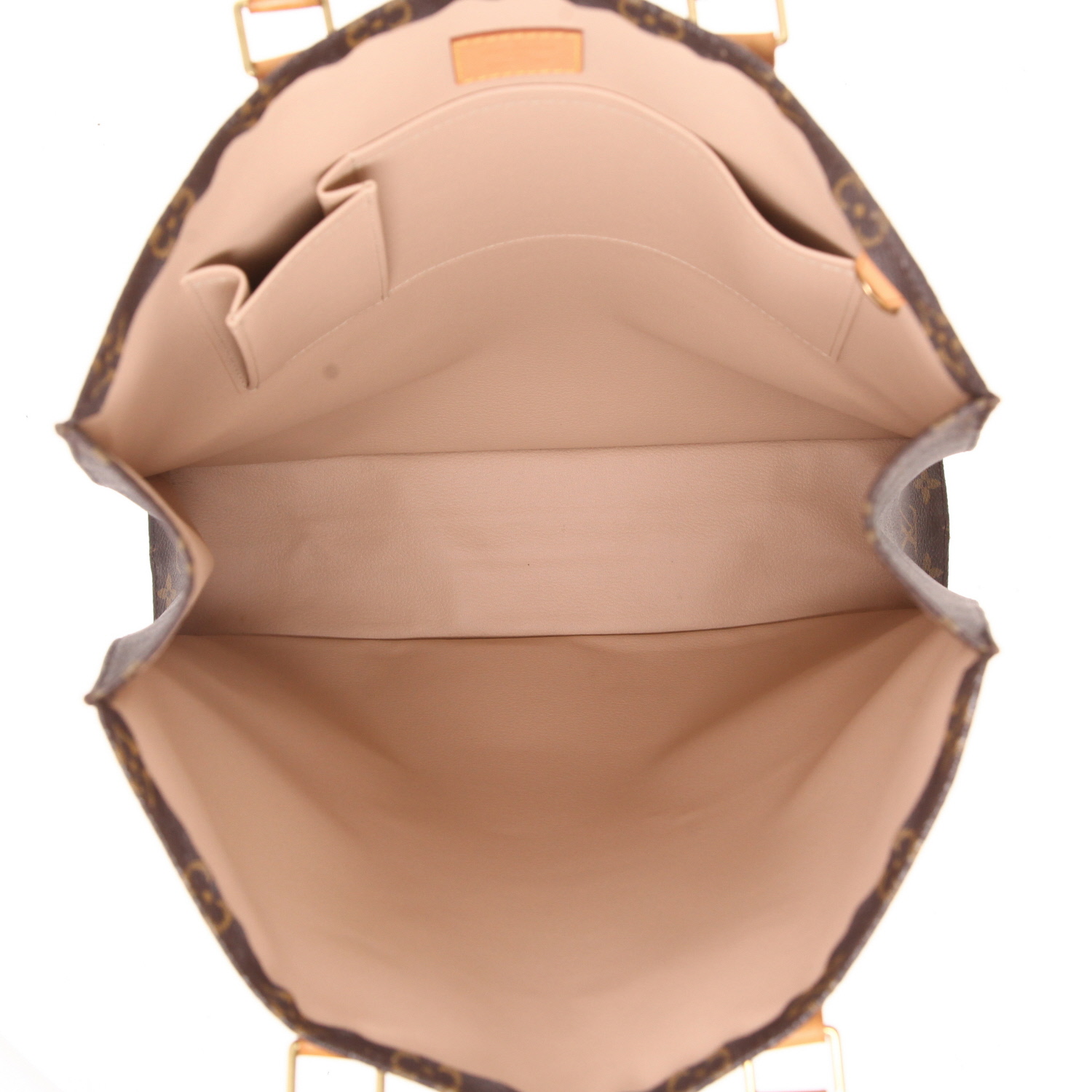 Borsa Louis Vuitton  Sac Plat in tela monogram marrone e pelle naturale - Detail D3