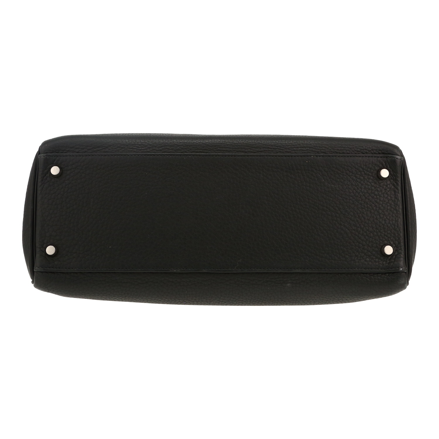 Bolso de mano Hermès  Kelly 35 cm en cuero taurillon clémence negro - Detail D1