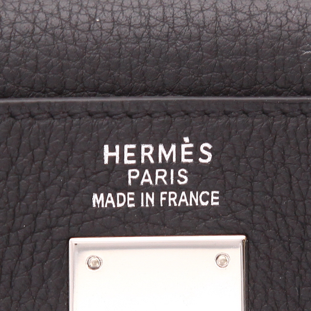 Sac à main Hermès  Kelly 35 cm en cuir taurillon clémence noir - Detail D2