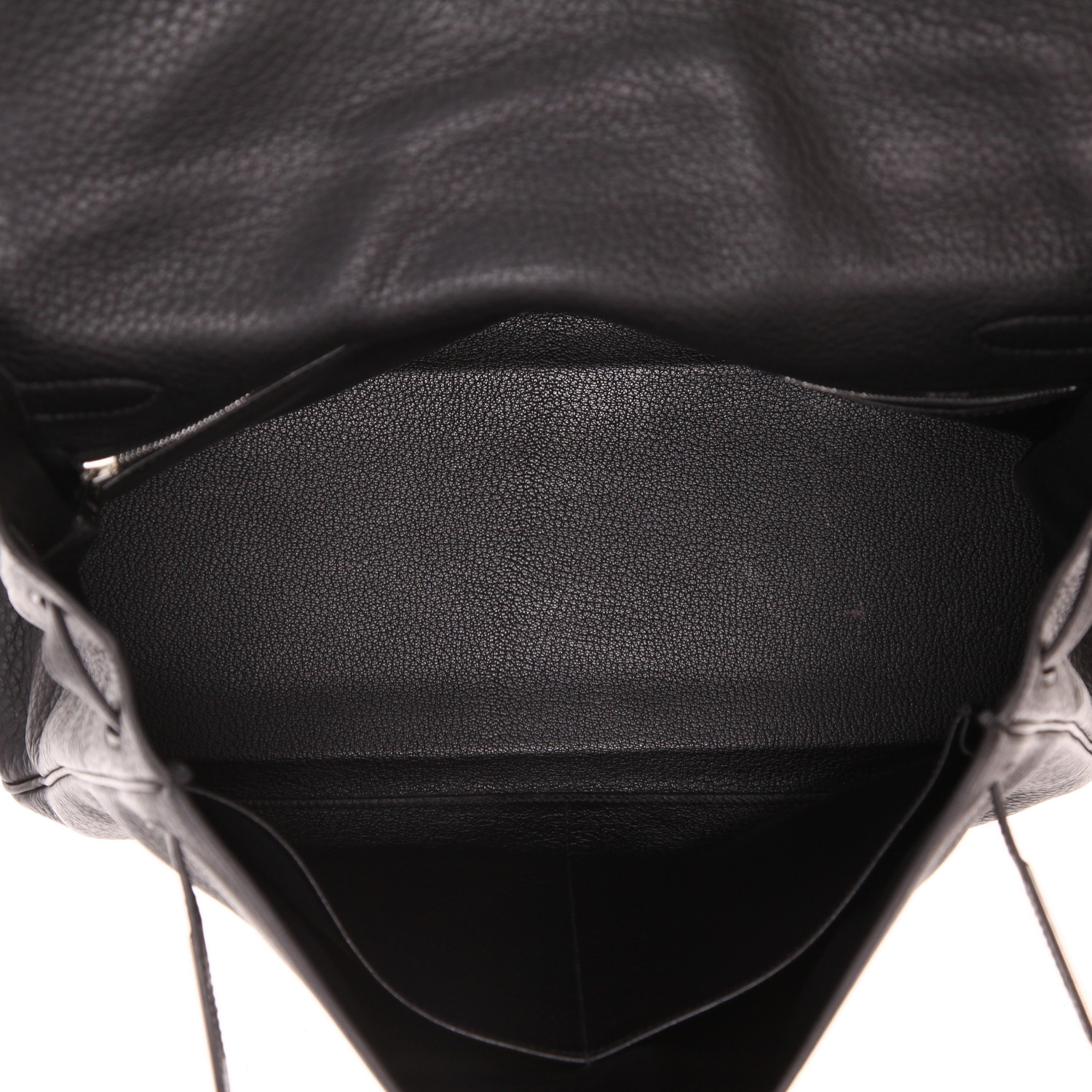 Bolso de mano Hermès  Kelly 35 cm en cuero taurillon clémence negro - Detail D3