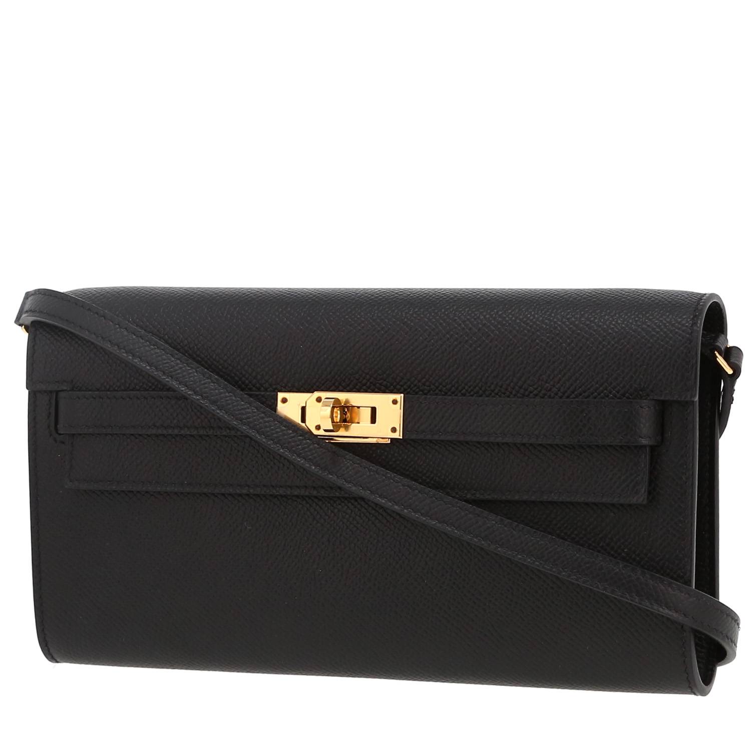 Kelly To Go Handbag/Clutch In Black Epsom Leather
