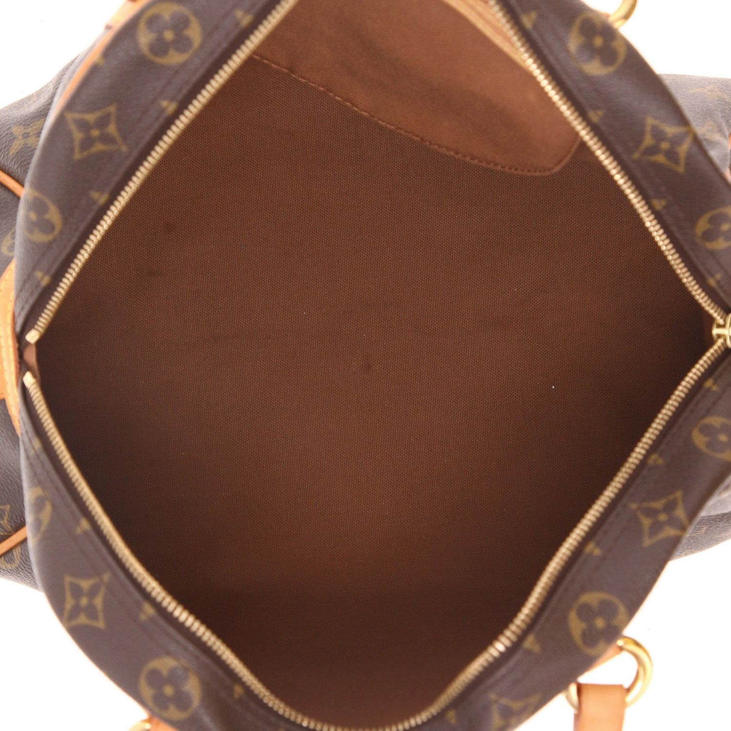Bolso de mano Louis Vuitton  Montorgueil en lona Monogram marrón y cuero natural - Detail D3