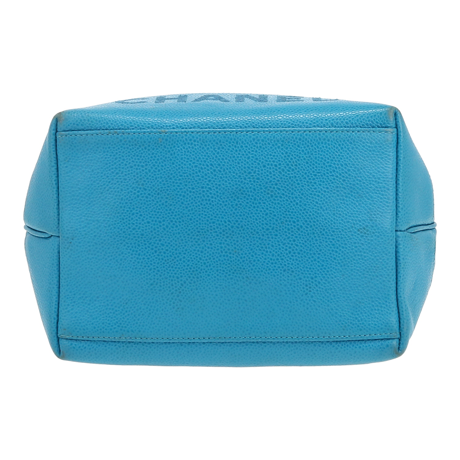 Bolso de mano Chanel  Petit Shopping en cuero granulado turquesa - Detail D1