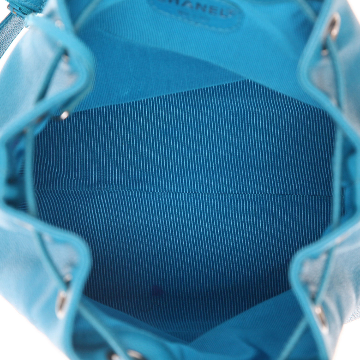 Chanel  Petit Shopping handbag  in turquoise grained leather - Detail D3