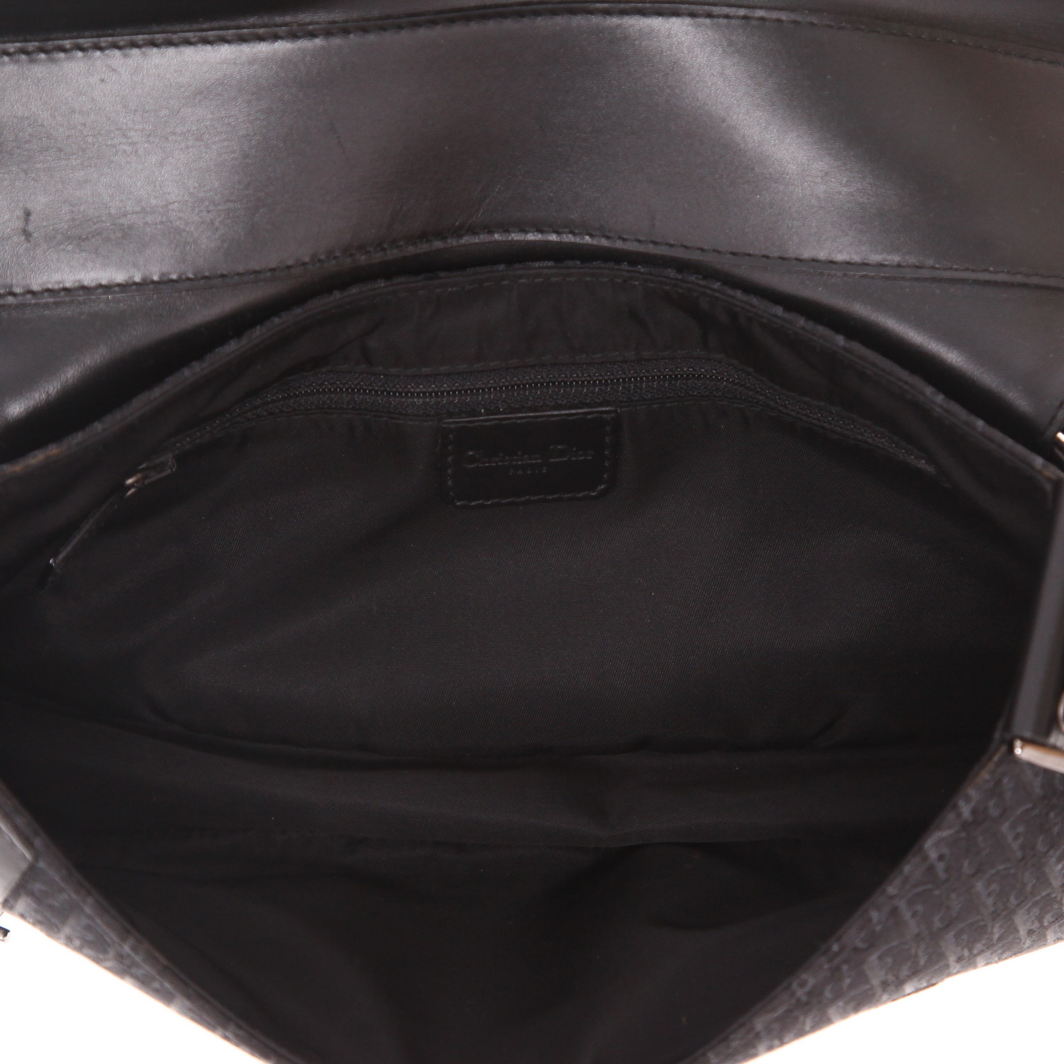 Sac à main Dior  Colombus en toile monogram Oblique noire et cuir noir - Detail D3
